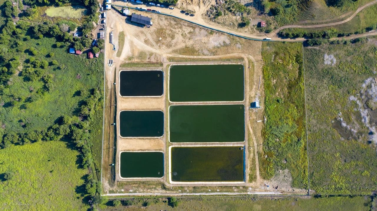 Planta de tratamiento de aguas residuales · vista aérea