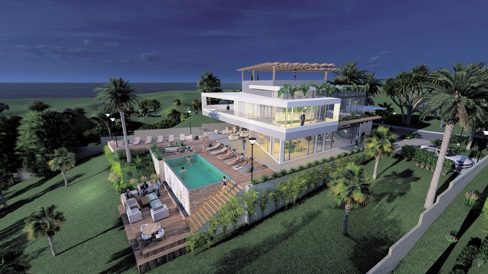 Villa en farallón natural de Cabrera · proyecto actual de Sixaddem · Render